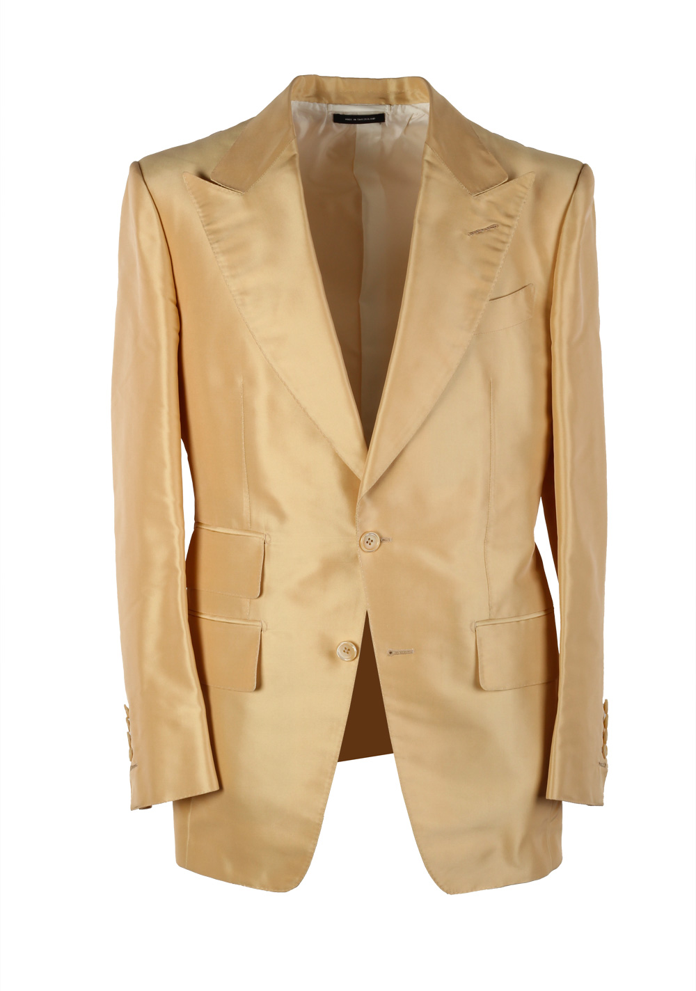 TOM FORD Basic Base M Yellow Suit Size 46 / 36R U.S. In Silk | Costume Limité