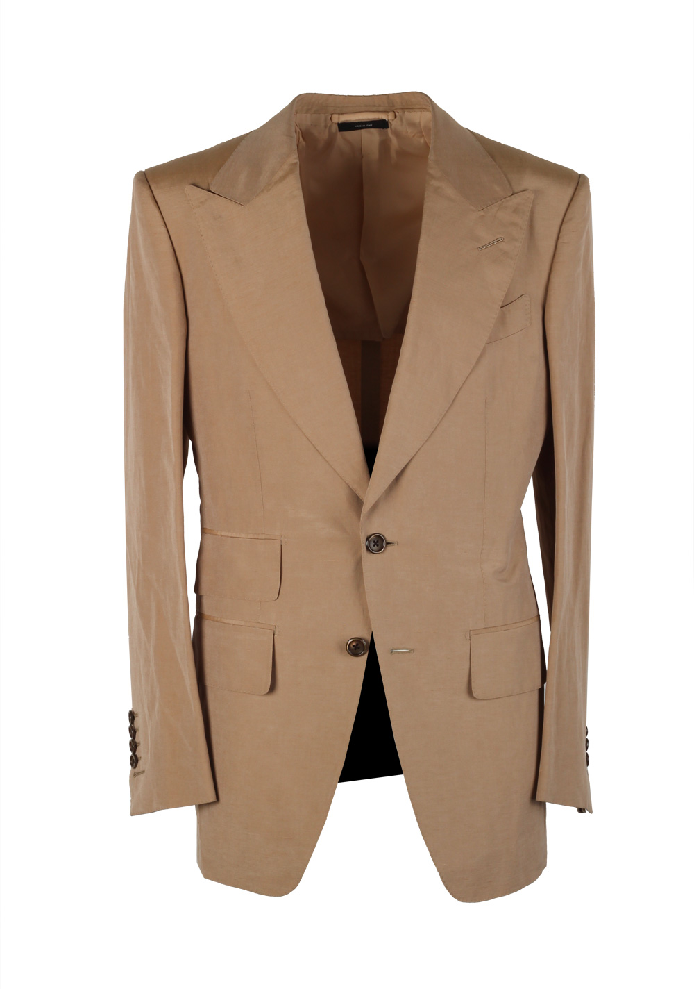 TOM FORD Atticus Sand Suit Size 46 / 36R U.S. In Silk Linen | Costume Limité