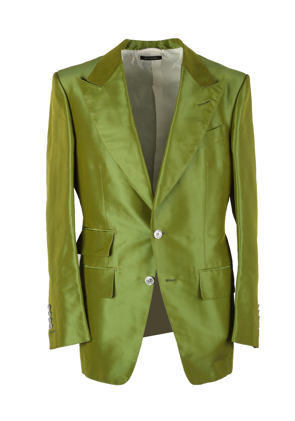 TOM FORD Basic Base M Green Suit Size 46 / 36R U.S. In Silk | Costume Limité