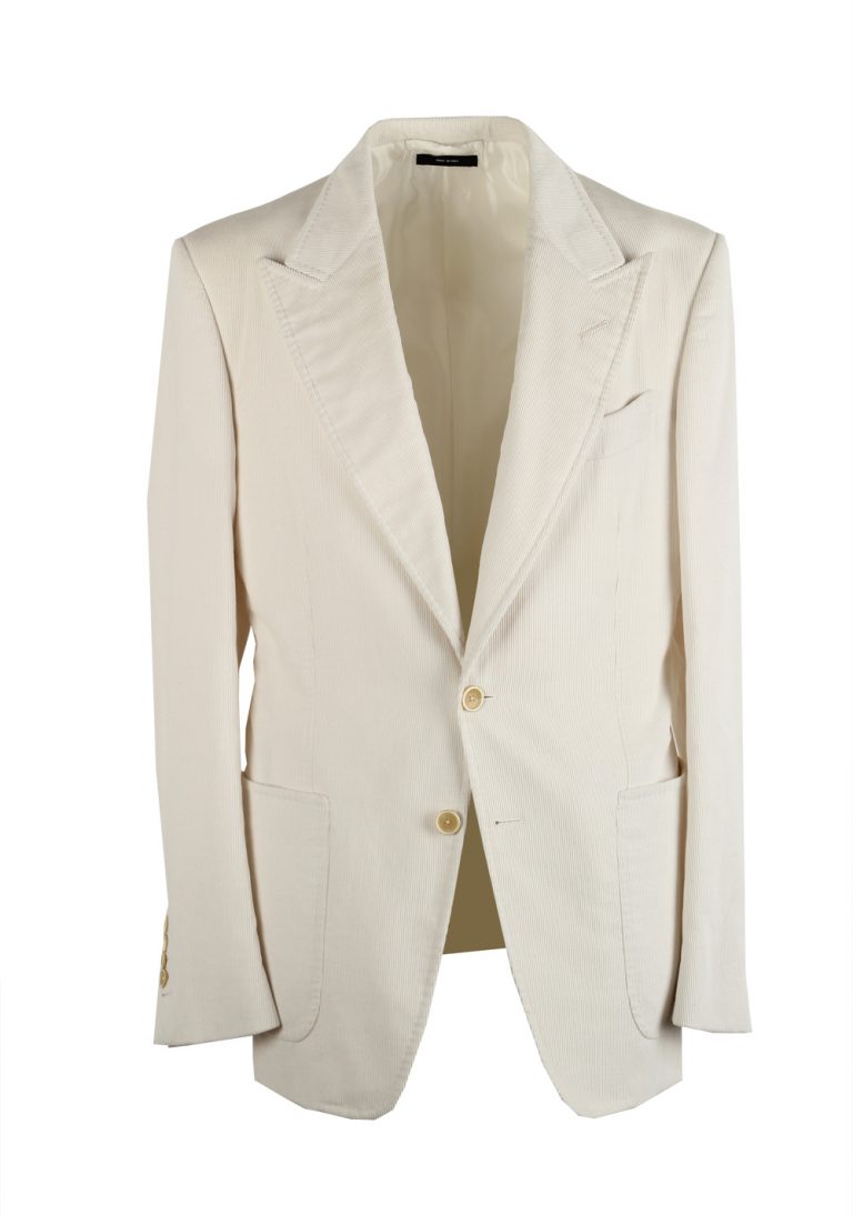 TOM FORD Shelton Off White Sport Coat Size 48 / 38R U.S. In Cotton Linen - thumbnail | Costume Limité