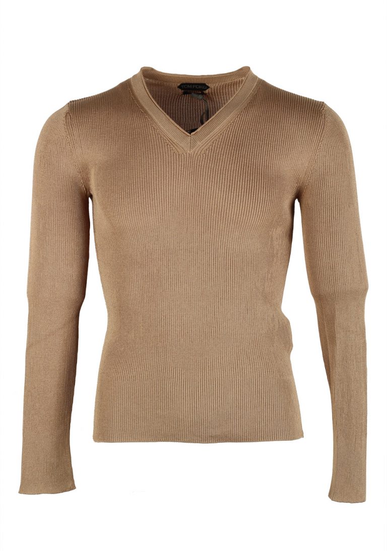 TOM FORD Beige V Neck Sweater Size 48 / 38R U.S. In Silk - thumbnail | Costume Limité