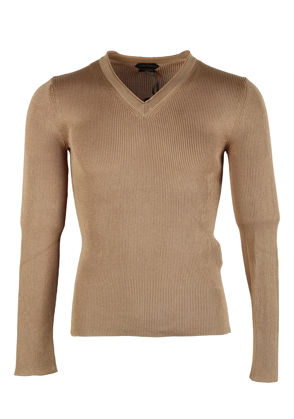 TOM FORD Beige V Neck Sweater Size 48 / 38R U.S. In Silk