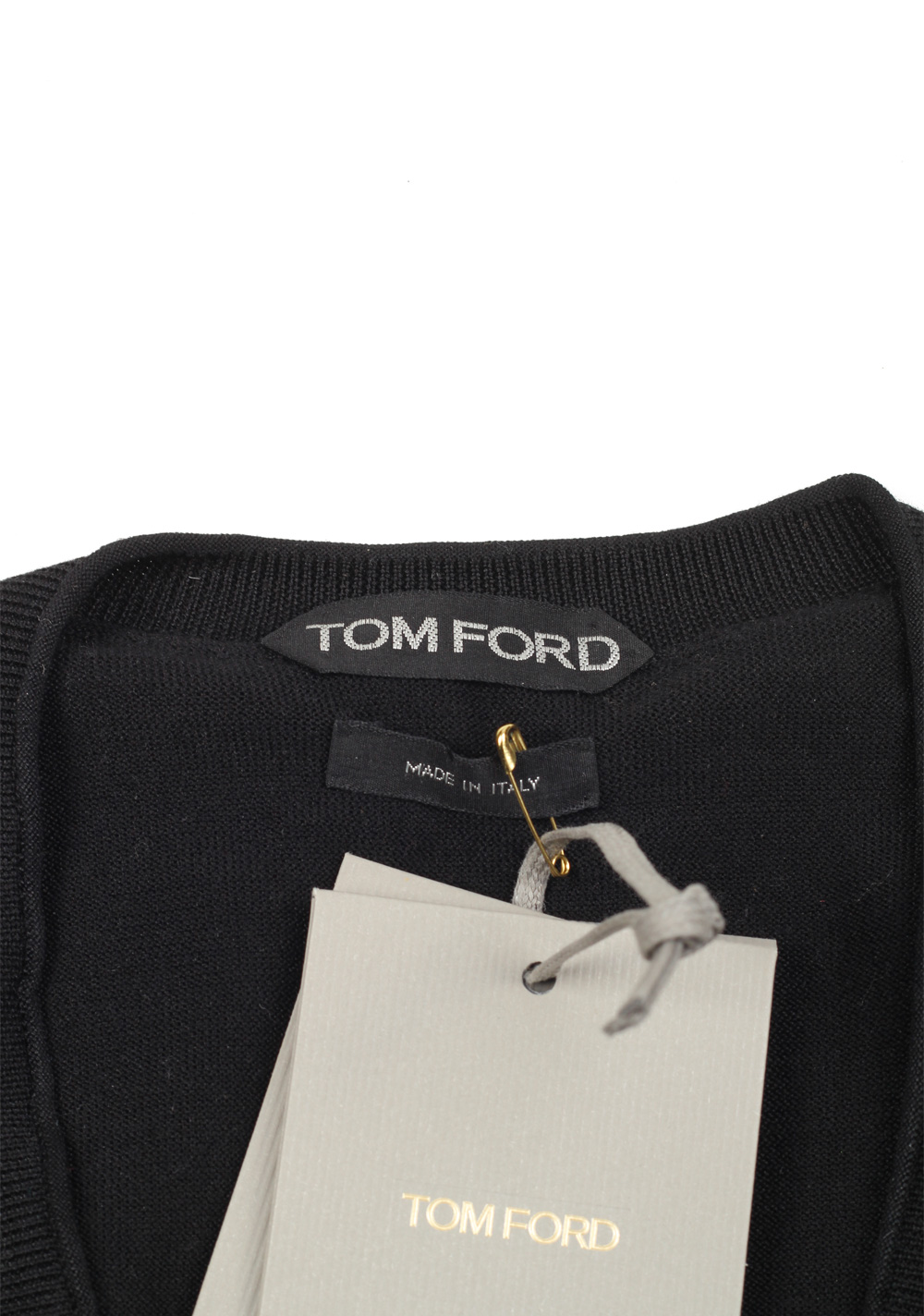 TOM FORD Black V Neck Sweater Size 48 / 38R U.S. In Silk | Costume Limité