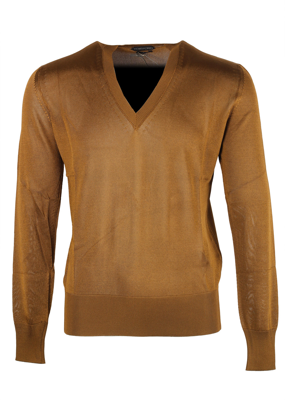 TOM FORD Brown V Neck Sweater Size 48 / 38R U.S. In Viscose | Costume Limité