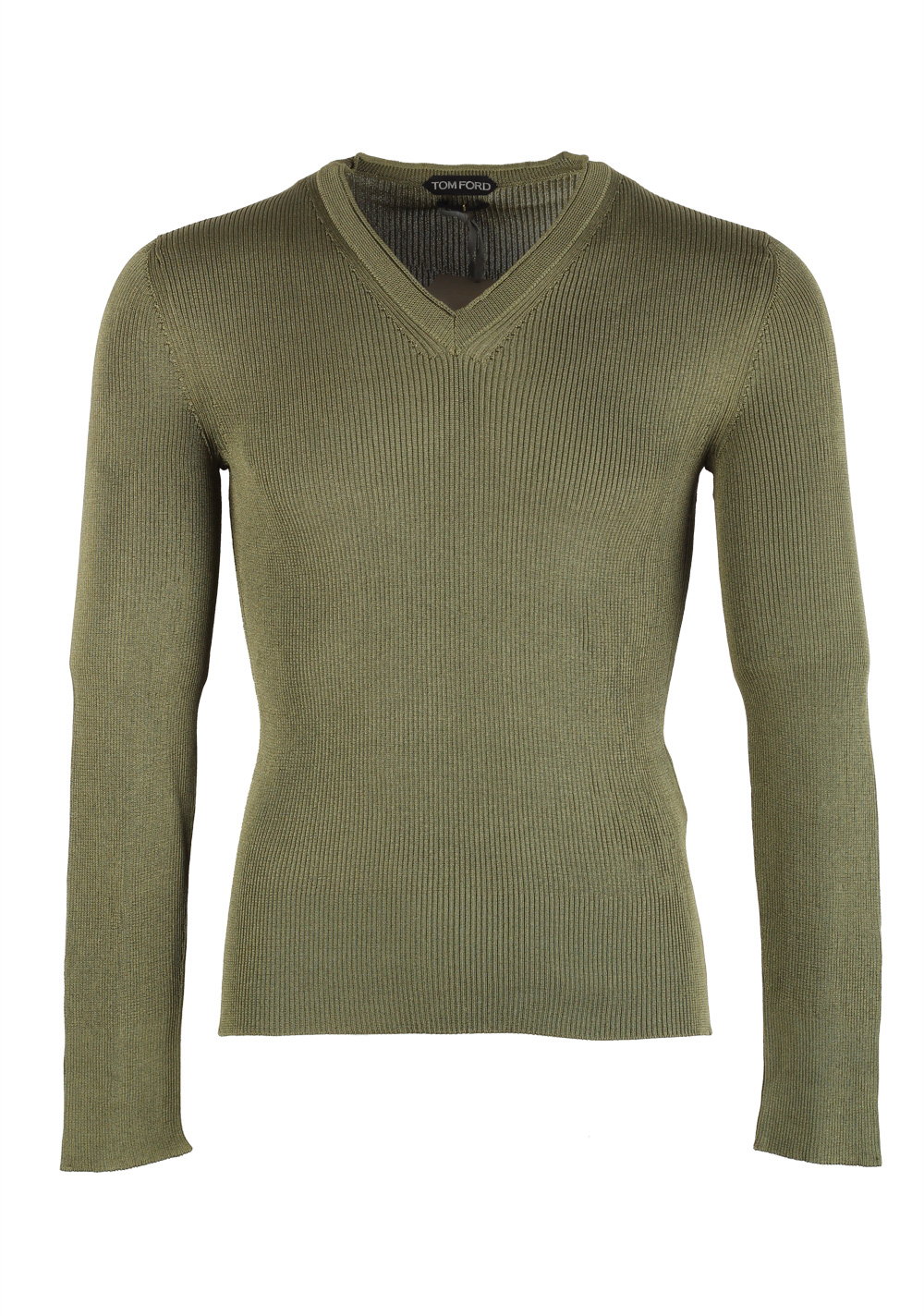 TOM FORD Green V Neck Sweater Size 48 / 38R U.S. In Silk | Costume Limité