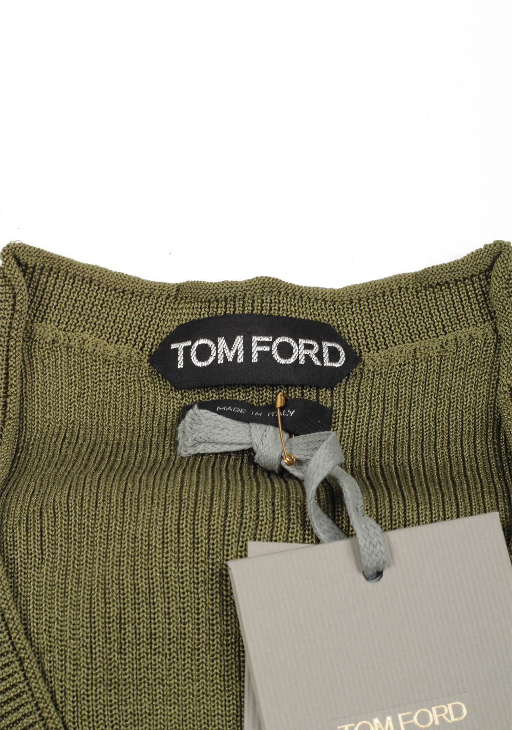 TOM FORD Green V Neck Sweater Size 48 / 38R U.S. In Silk | Costume Limité