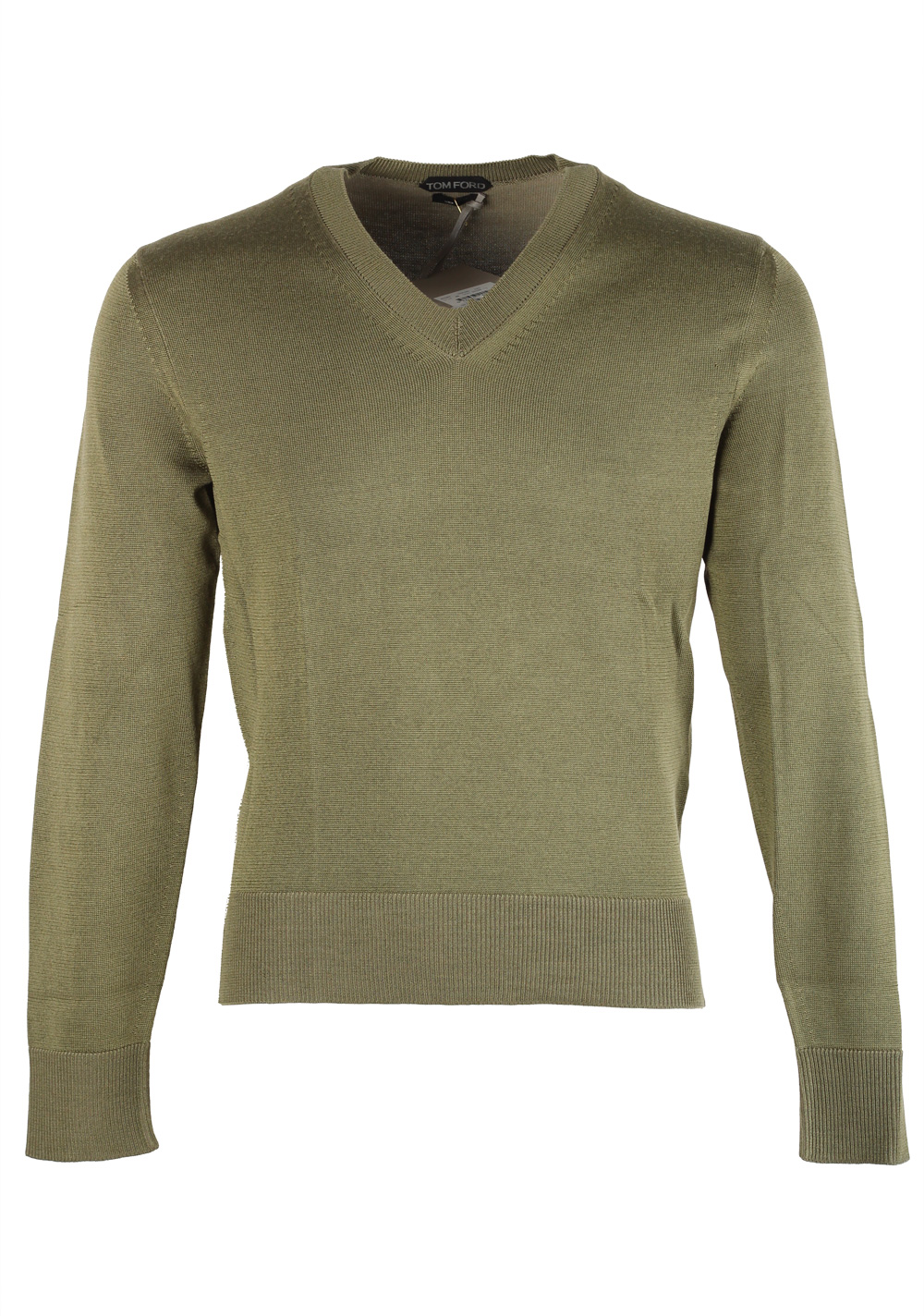 TOM FORD Green V Neck Sweater Size 48 / 38R U.S. In Silk Wool | Costume Limité