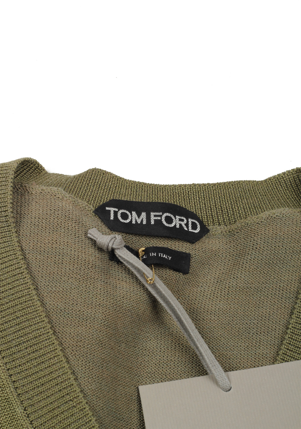 TOM FORD Green V Neck Sweater Size 48 / 38R U.S. In Silk Wool | Costume Limité