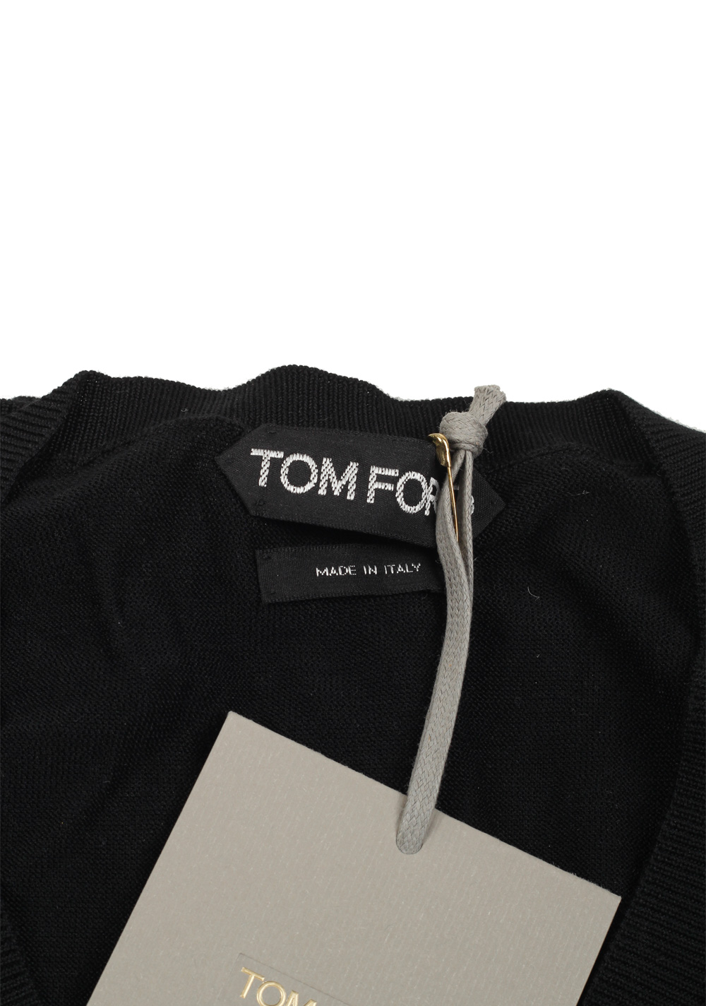 TOM FORD Black V Neck Sweater Size 48 / 38R U.S. In Silk | Costume Limité