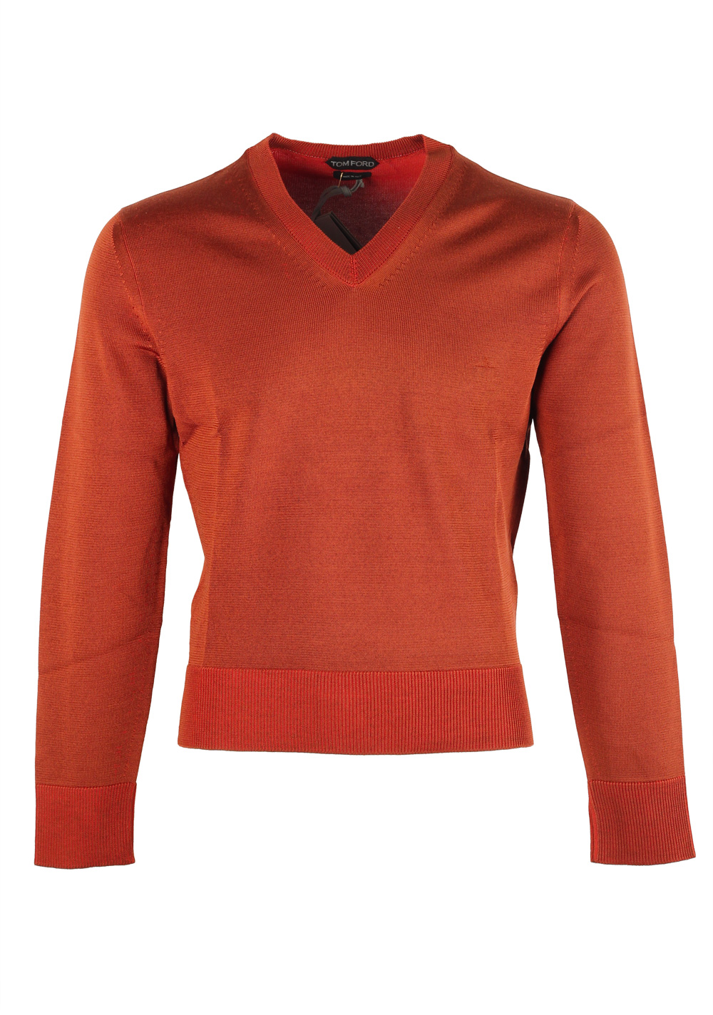 TOM FORD Copper V Neck Sweater Size 48 / 38R U.S. In Silk Wool | Costume Limité