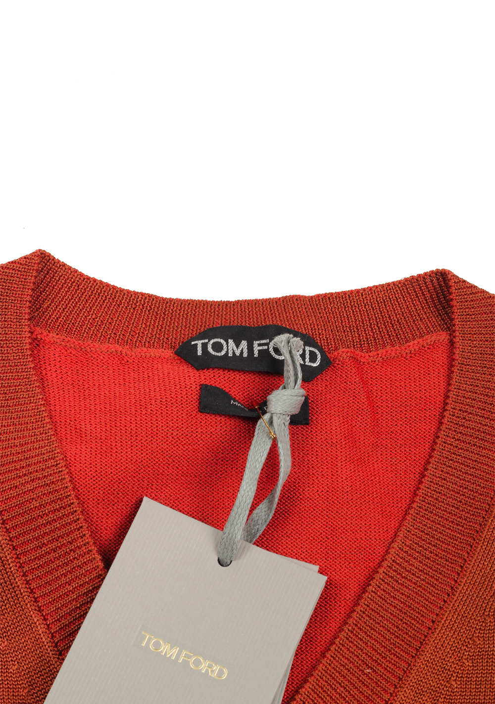 TOM FORD Copper V Neck Sweater Size 48 / 38R U.S. In Silk Wool | Costume Limité