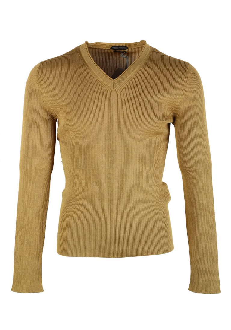 TOM FORD Green V Neck Sweater Size 48 / 38R U.S. In Silk - thumbnail | Costume Limité