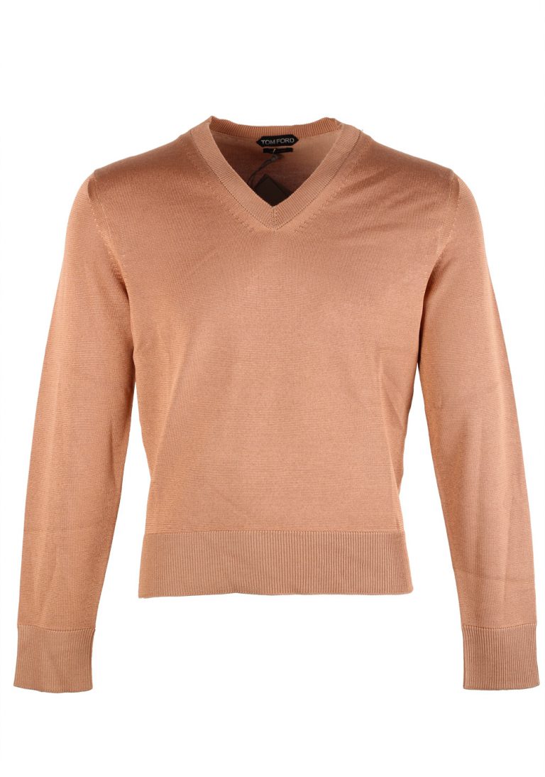 TOM FORD Salmon V Neck Sweater Size 48 / 38R U.S. In Silk Wool - thumbnail | Costume Limité