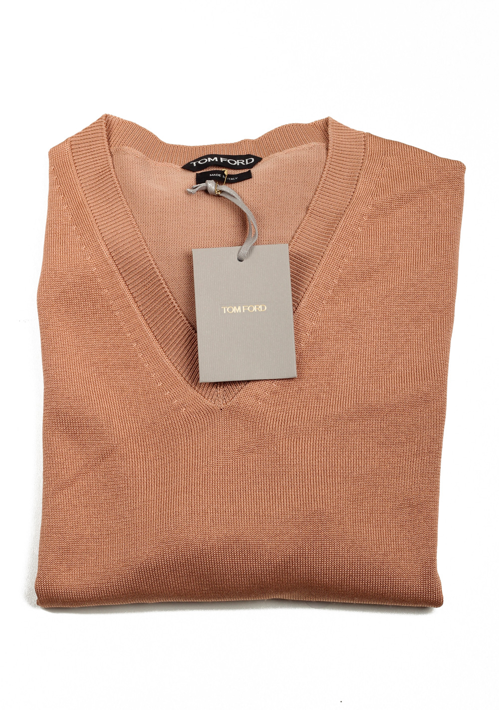 TOM FORD Salmon V Neck Sweater Size 48 / 38R U.S. In Silk Wool | Costume Limité