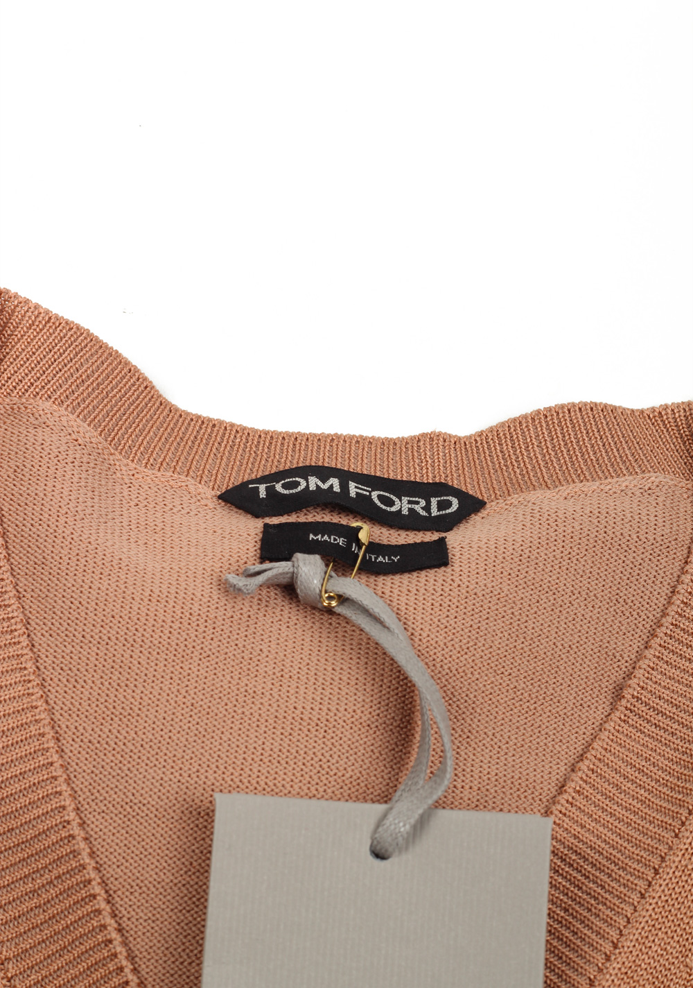 TOM FORD Salmon V Neck Sweater Size 48 / 38R U.S. In Silk Wool | Costume Limité