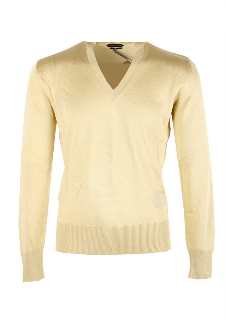 TOM FORD Yellow V Neck Sweater Size 48 / 38R U.S. In Viscose - thumbnail | Costume Limité