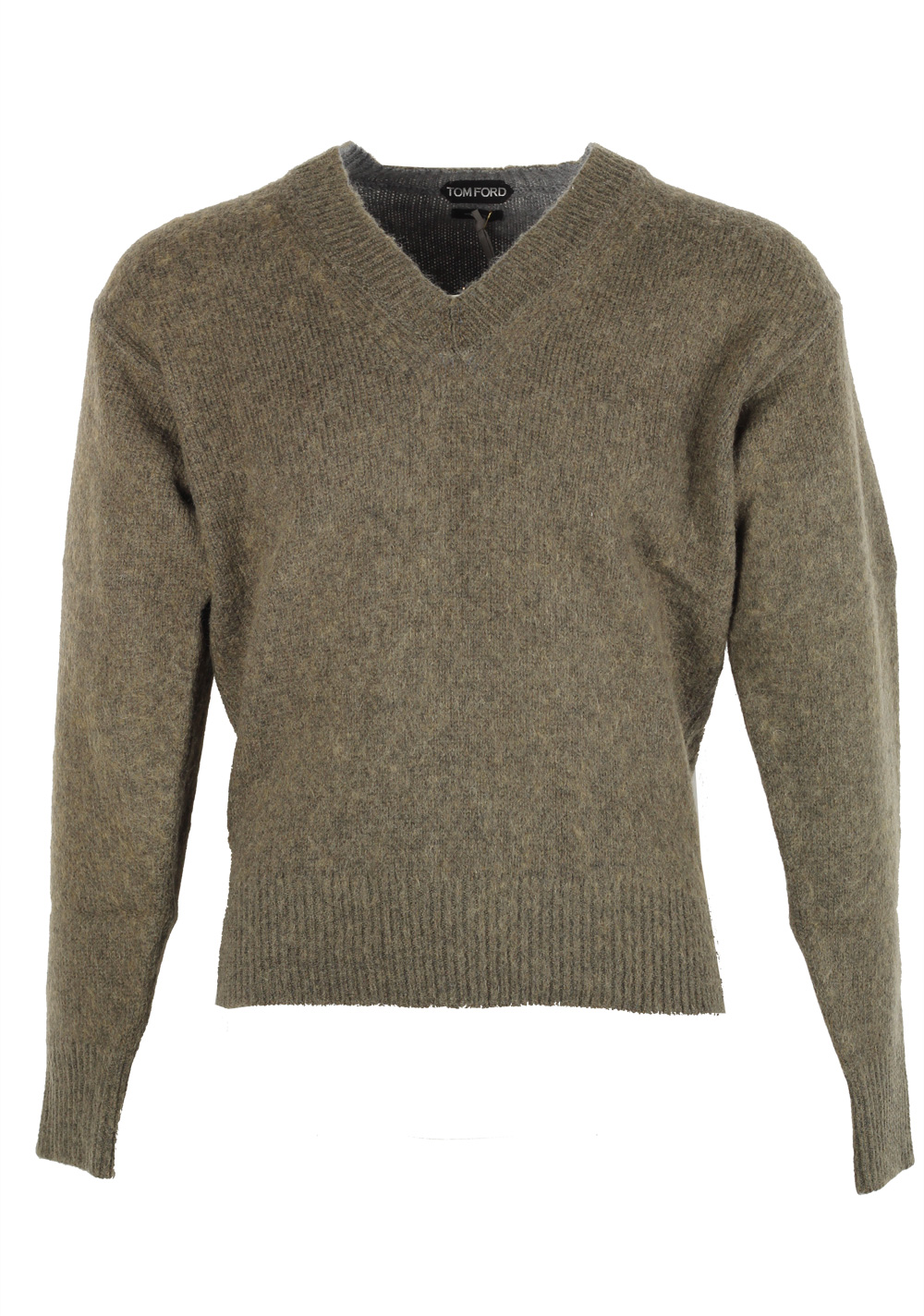 TOM FORD Grayish Green V Neck Sweater Size 48 / 38R U.S. In Wool Mohair Blend | Costume Limité