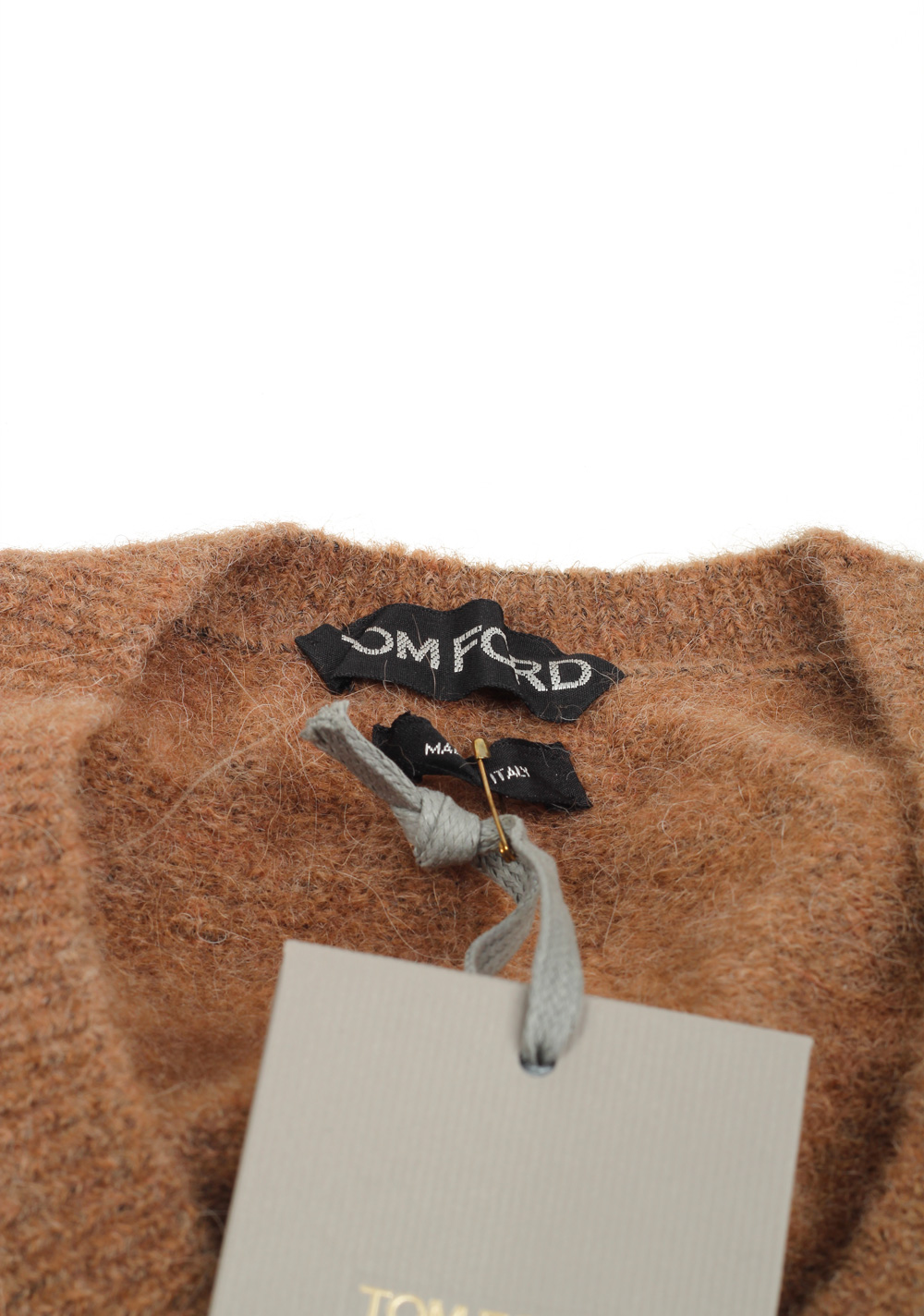 TOM FORD Brown V Neck Sweater Size 48 / 38R U.S. In Alpaca Blend | Costume Limité