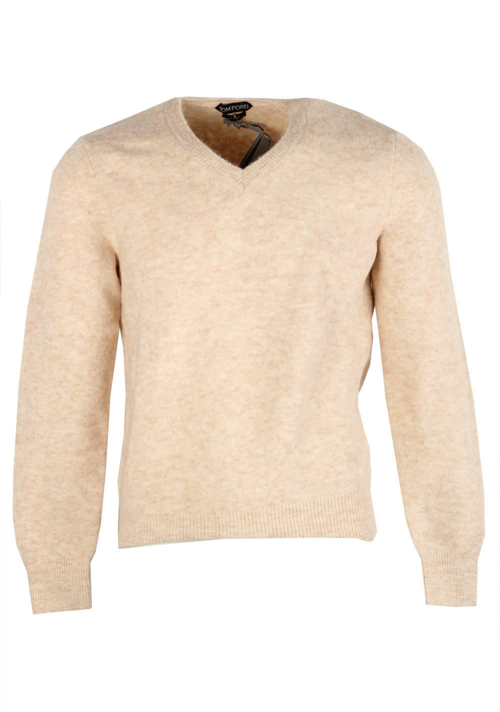 TOM FORD Beige V Neck Sweater Size 48 / 38R U.S. In Alpaca Blend | Costume Limité