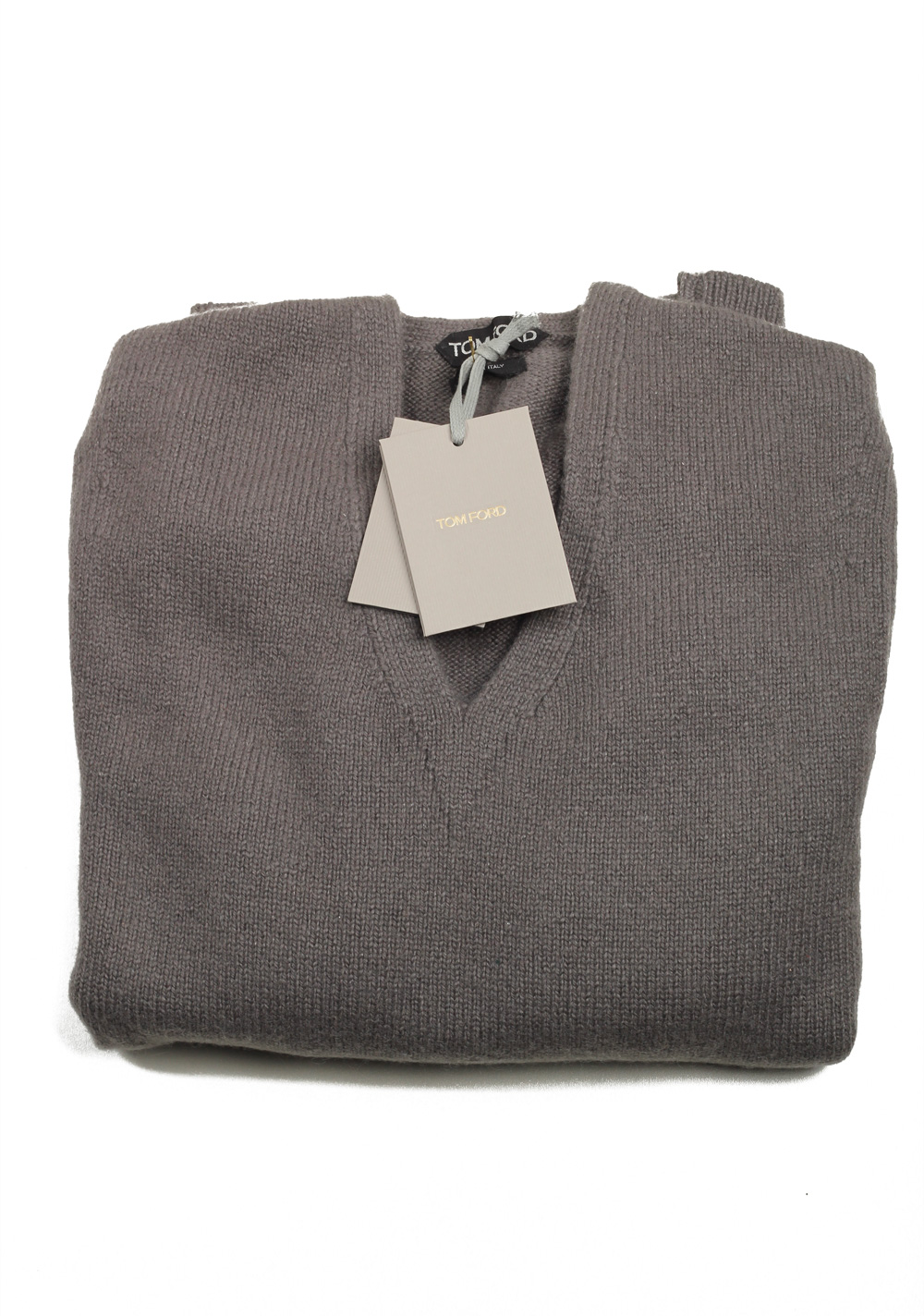 TOM FORD Gray V Neck Sweater Size 48 / 38R U.S. In Cashmere Mohair | Costume Limité