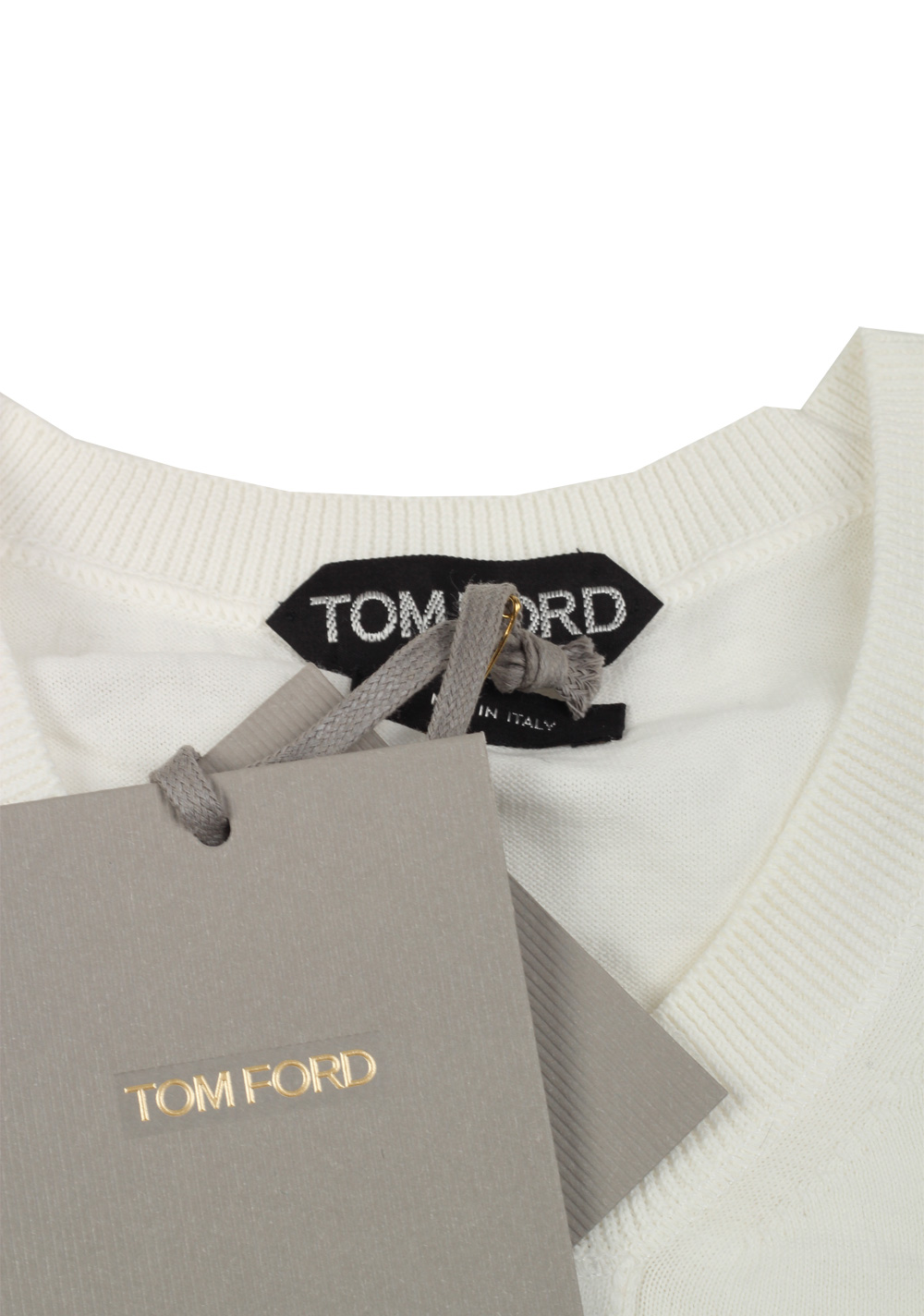 TOM FORD White Long Sleeve Henley Sweater Size 48 / 38R U.S. In Cotton | Costume Limité