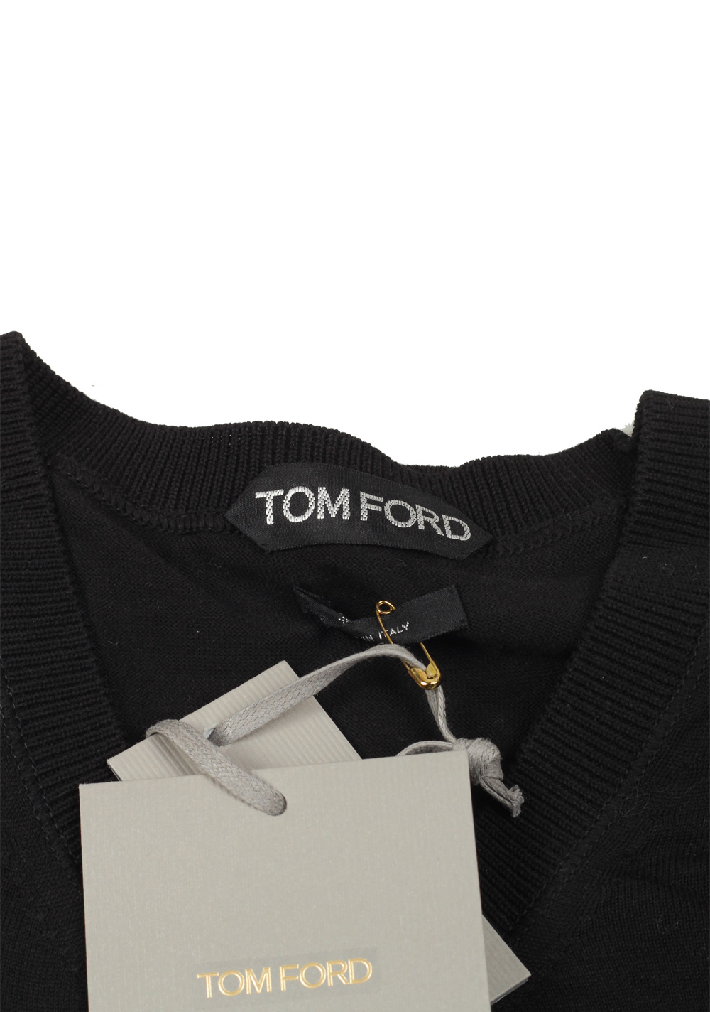 TOM FORD Black Long Sleeve Henley Sweater Size 48 / 38R U.S. In Cotton | Costume Limité