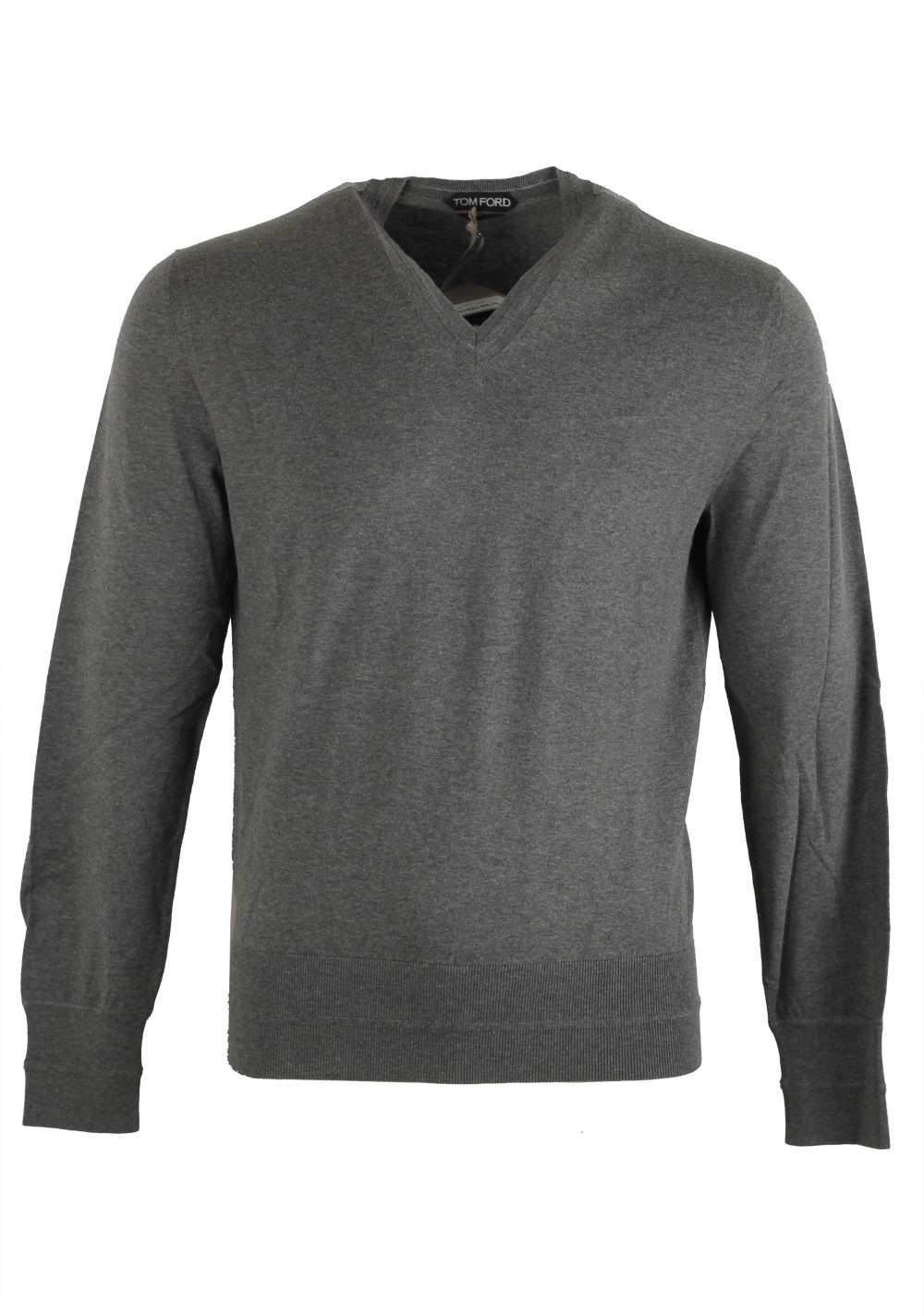 TOM FORD Gray V Neck Sweater Size 48 / 38R U.S. In Silk Blend | Costume Limité