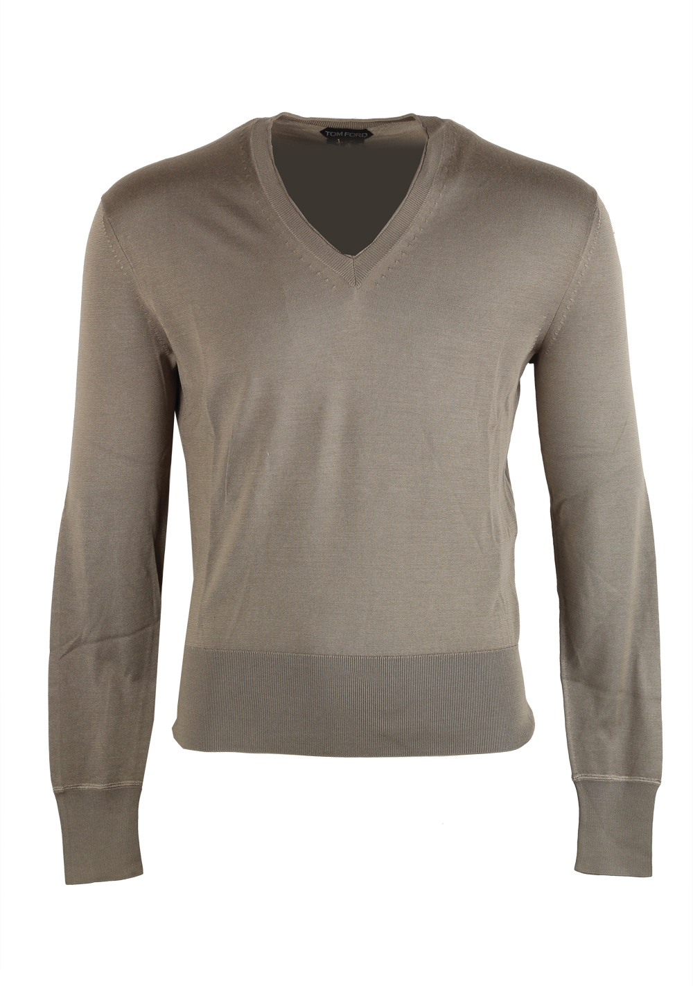 TOM FORD Beige V Neck Sweater Size 48 / 38R U.S. In Silk | Costume Limité