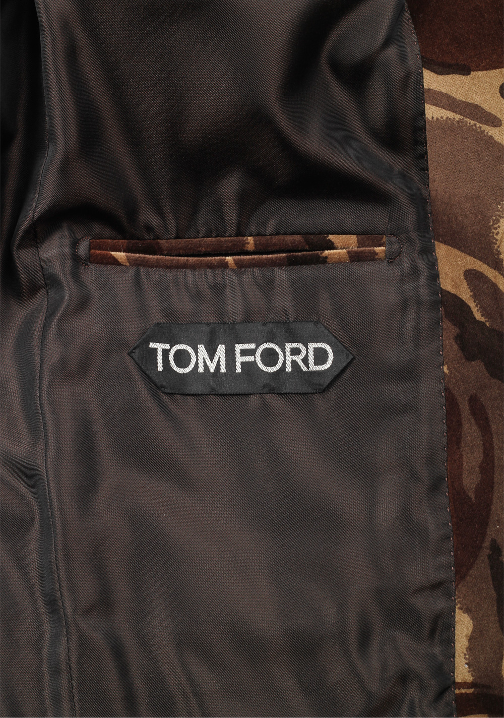 TOM FORD Shelton Camouflage Brown Sport Coat Size 48 / 38R U.S. In Cotton | Costume Limité