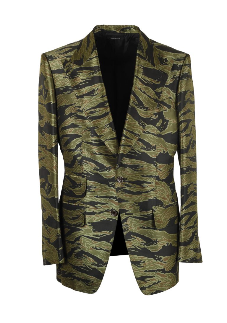 TOM FORD Atticus Green Camouflage Silk Sport Coat - thumbnail | Costume Limité