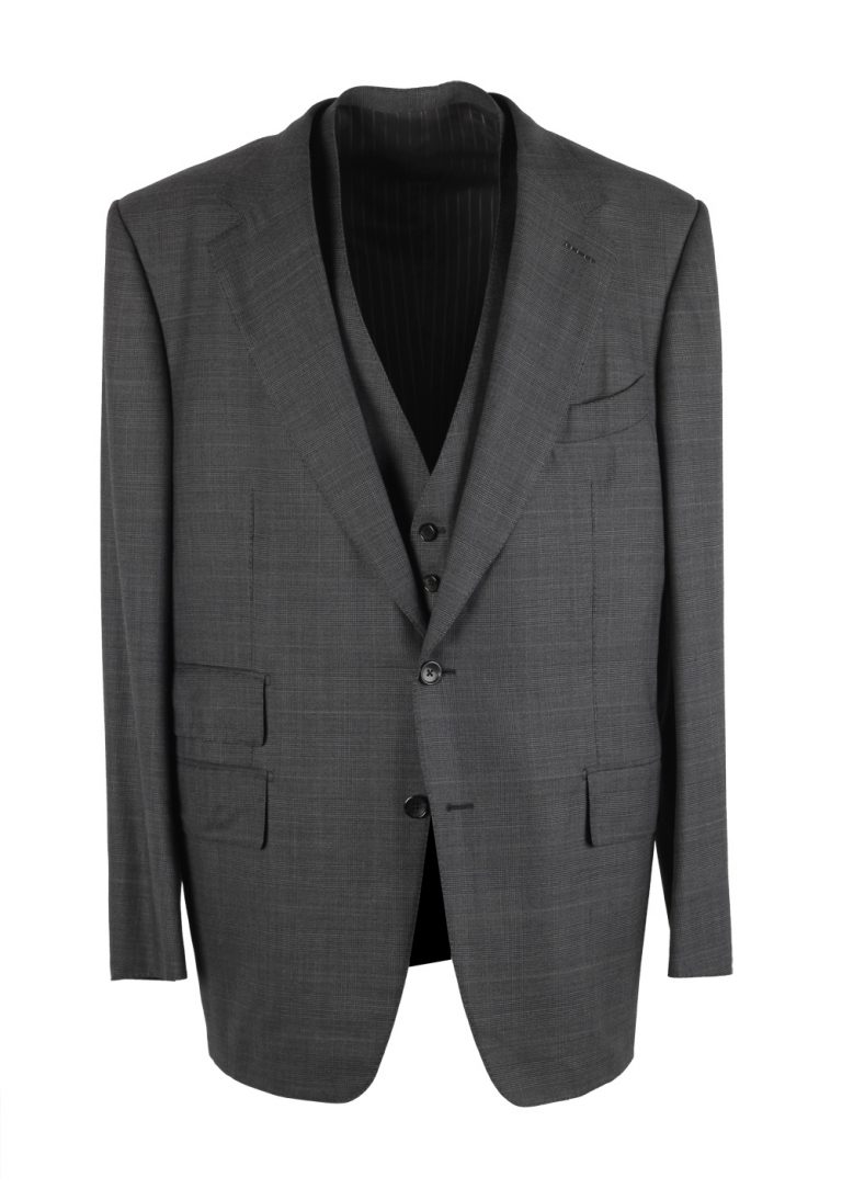 TOM FORD Windsor Gray Checked 3 Piece Suit Size 58 / 48R U.S. Wool Fit A - thumbnail | Costume Limité