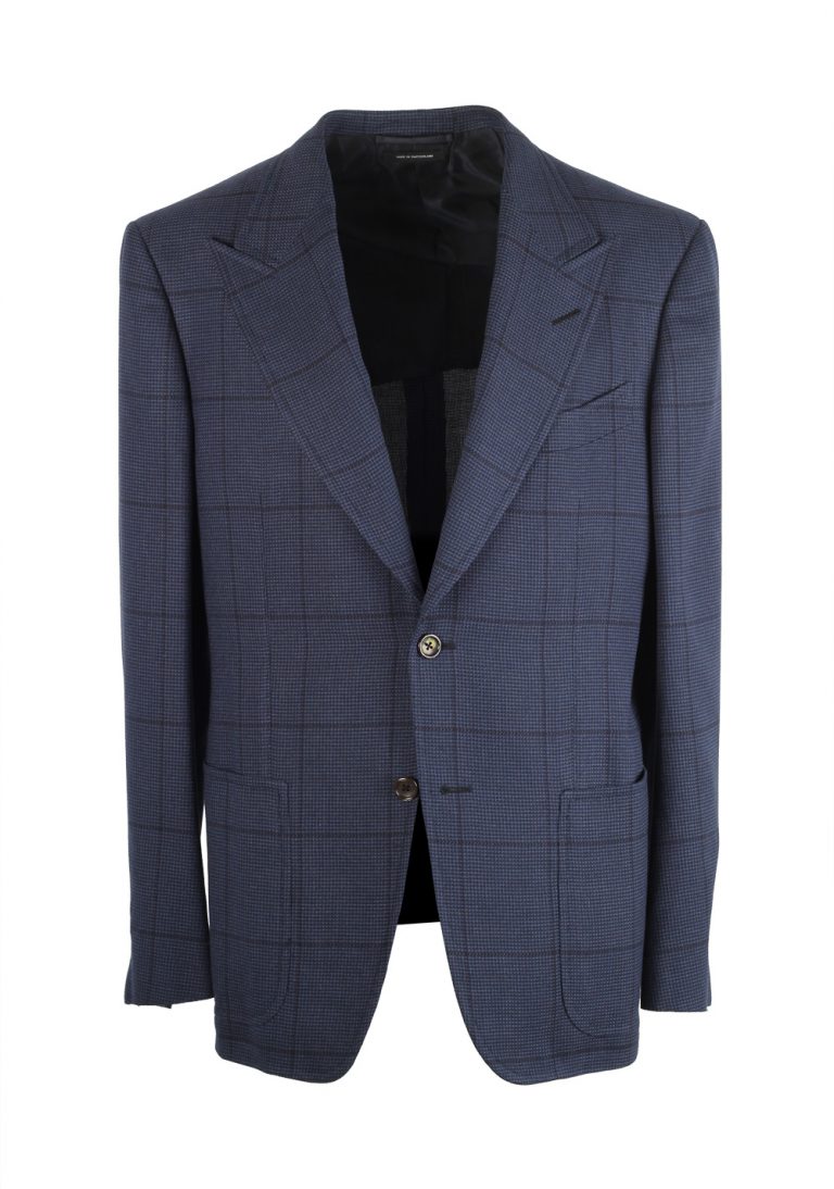 TOM FORD Spencer Blue Checked Sport Coat Size 50 / 40R U.S. Fit D - thumbnail | Costume Limité