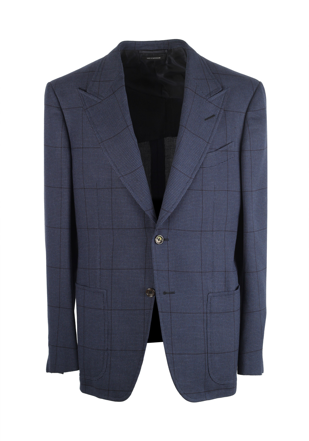 TOM FORD Spencer Blue Checked Sport Coat Size 50 / 40R U.S. Fit D | Costume Limité