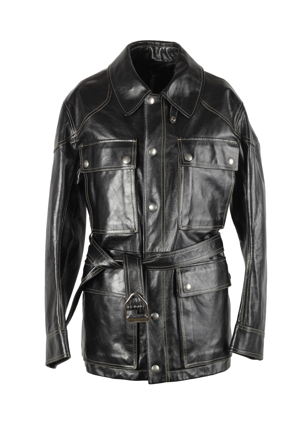 TOM FORD Black Leather Field Jacket Coat Size 48 / 38R U.S. Outerwear | Costume Limité