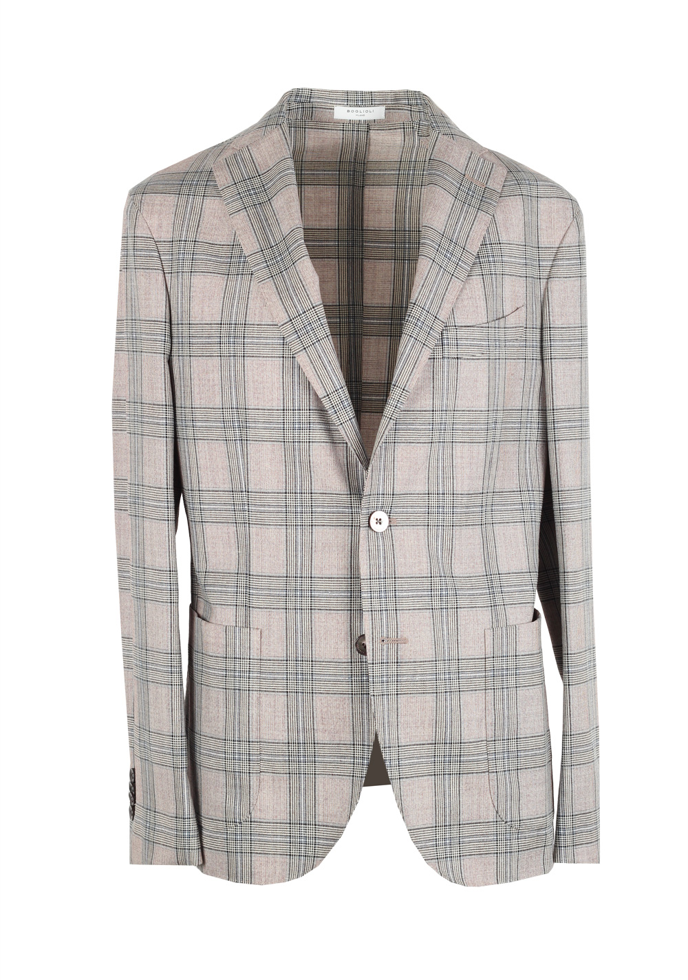 Boglioli K Jacket Beige Checked Suit Size 48 / 38R U.S. | Costume Limité