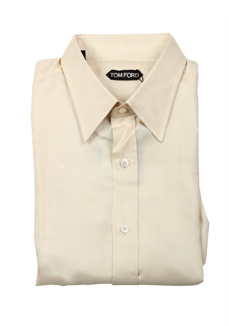 TOM FORD Solid Beige Silk Dress Shirt - thumbnail | Costume Limité