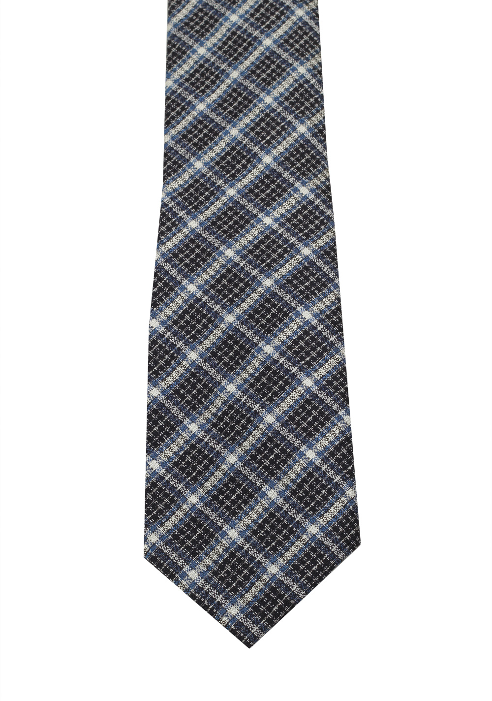 TOM FORD Checked Blue Black White Tie In Silk | Costume Limité