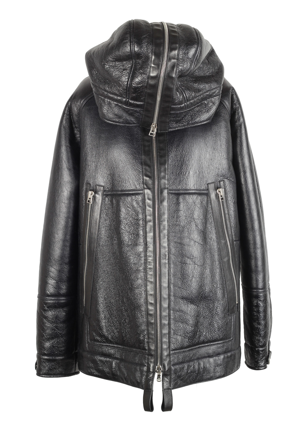 TOM FORD Black Oversized Shearling Jacket Coat Size 52 / 42R U.S. | Costume Limité
