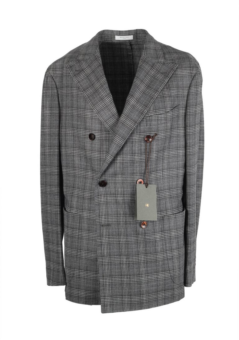 Boglioli K Jacket Gray Double Breasted Checked Sport Coat - thumbnail | Costume Limité