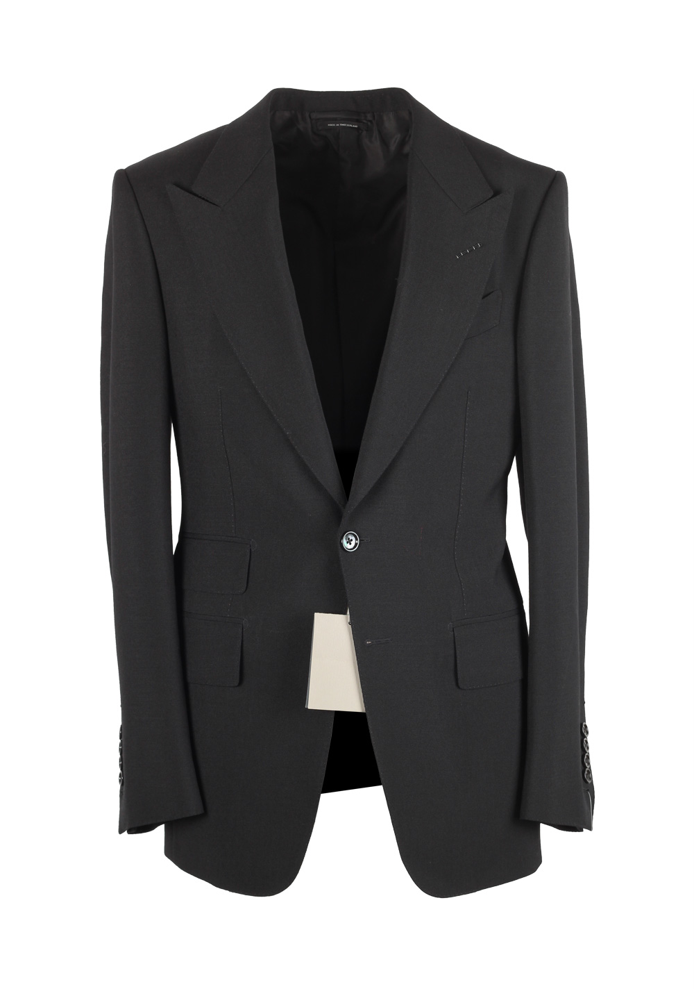 TOM FORD Shelton Solid Black Suit Size 44 / 34R U.S. In Mohair | Costume Limité