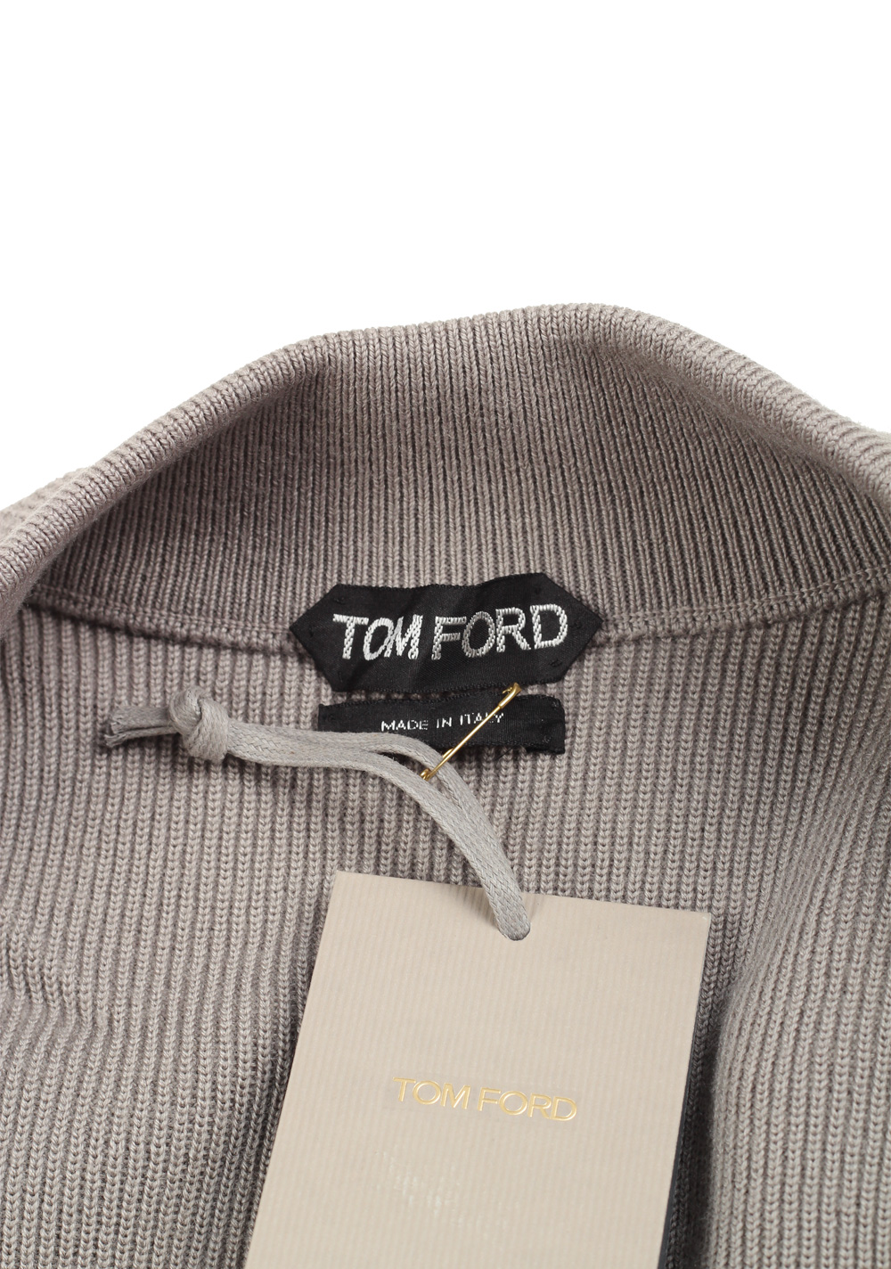 TOM FORD Beige Knitted Sleeve Bomber Jacket  Size 52 / 42R U.S. | Costume Limité