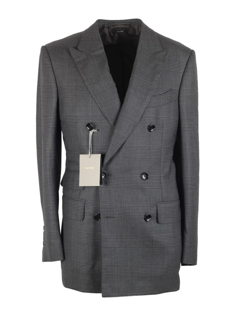TOM FORD Atticus Double Breasted Gray Sport Coat Size 46 / 36R In Wool Silk - thumbnail | Costume Limité