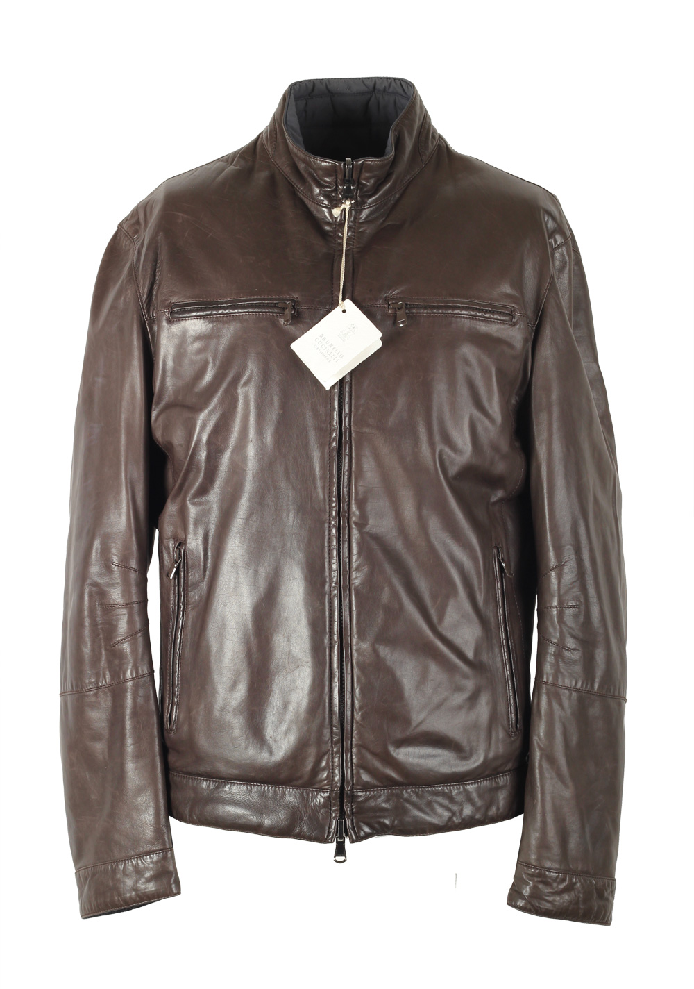 Brunello Cucinelli Reversible Brown Leather Jacket Size Medium / 50 / 40R U.S. | Costume Limité