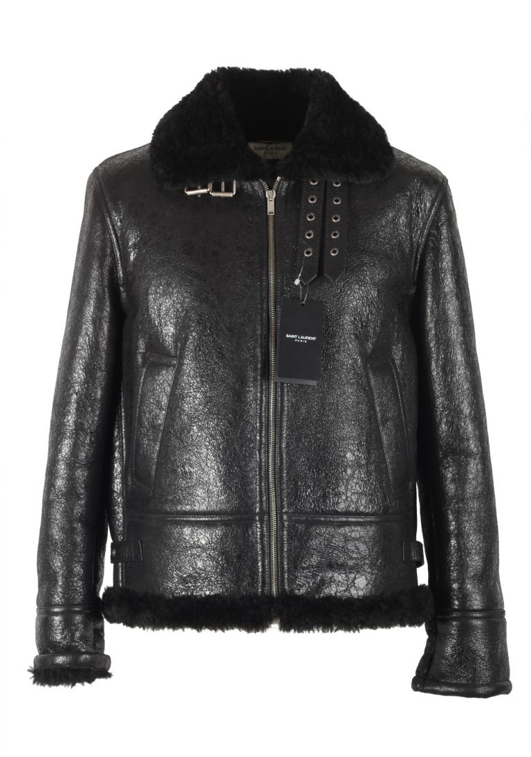 Saint Laurent Paris Black Shearling Leather Jacket  Size 50 / 40R U.S. - thumbnail | Costume Limité