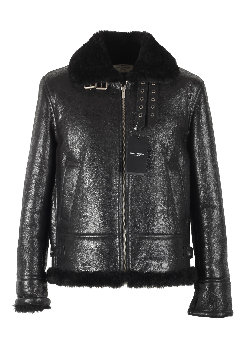 Saint Laurent Paris Black Shearling Leather Jacket  Size 50 / 40R U.S. | Costume Limité