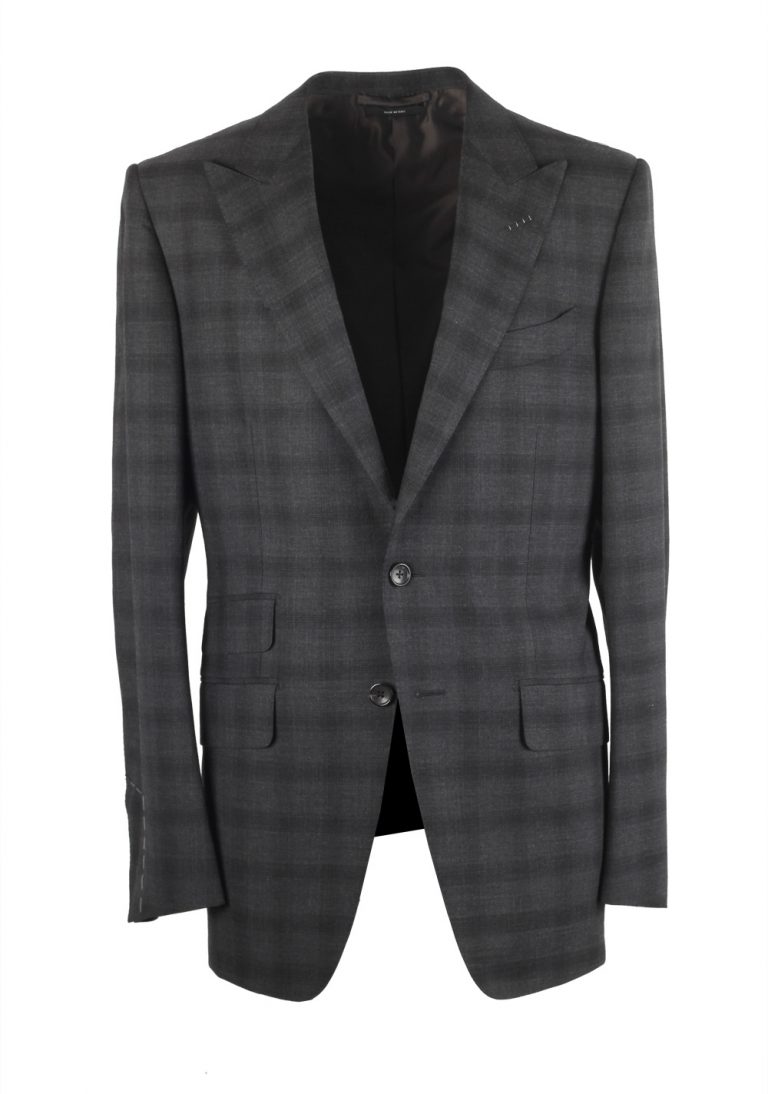 TOM FORD O’Connor Checked Gray Suit Size 48 / 38R U.S. Wool Fit Y - thumbnail | Costume Limité