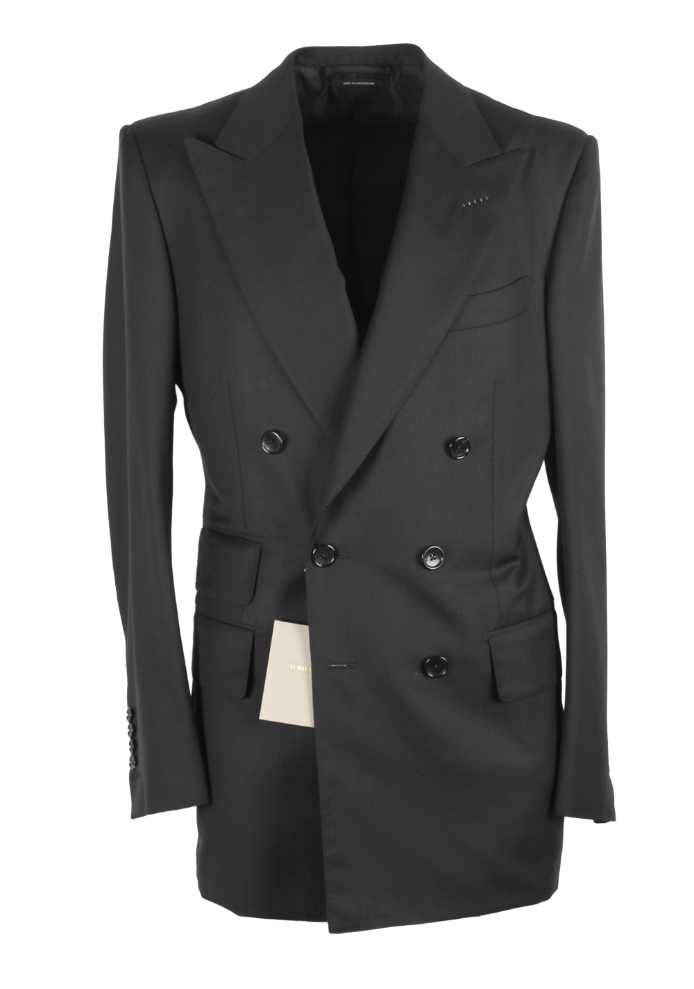 TOM FORD Atticus Black Double breasted Sport Coat Size 46 / 36R U.S. In Wool | Costume Limité