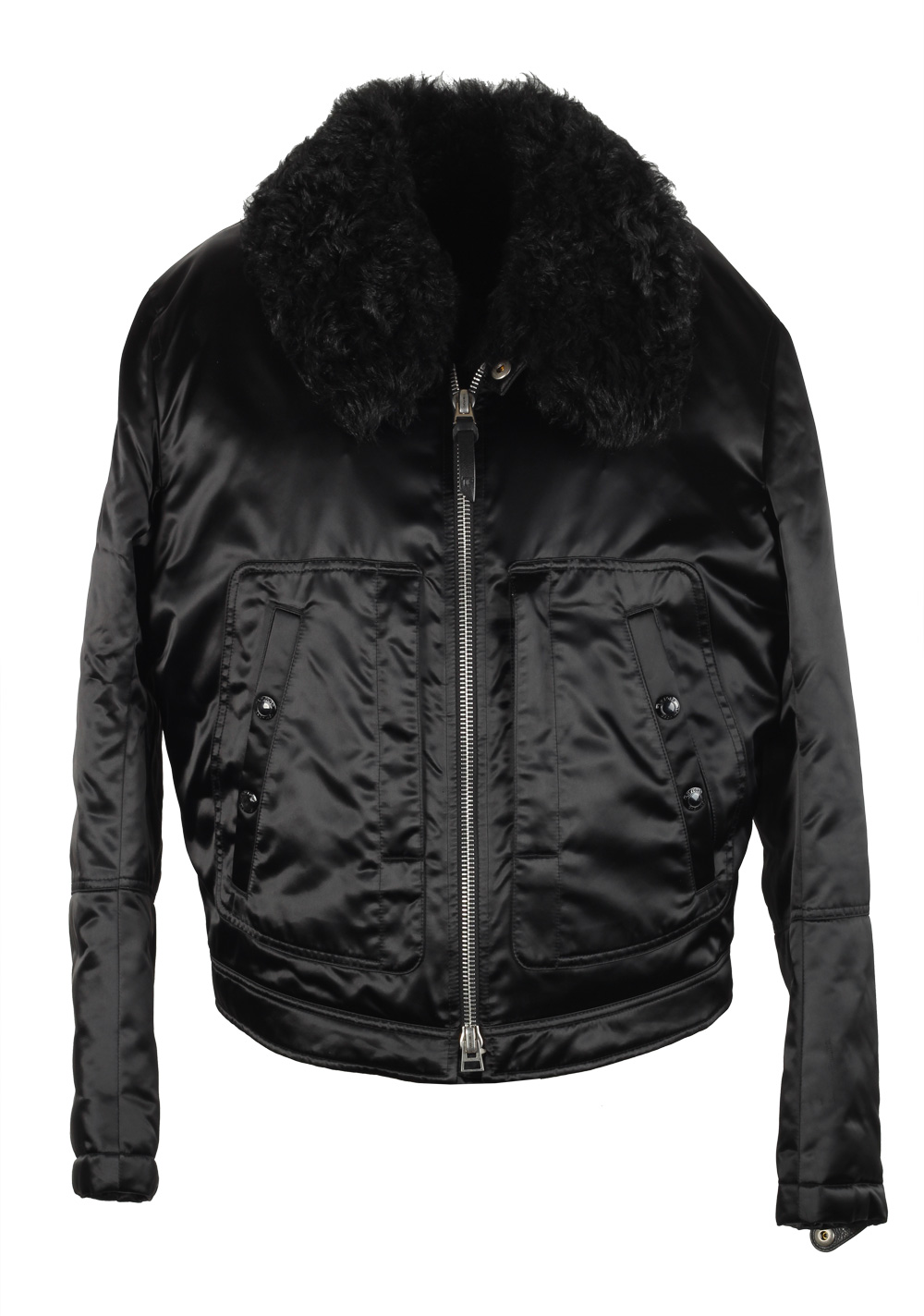 TOM FORD Black Shearling Jacket Coat Size 52 / 42R U.S. | Costume Limité