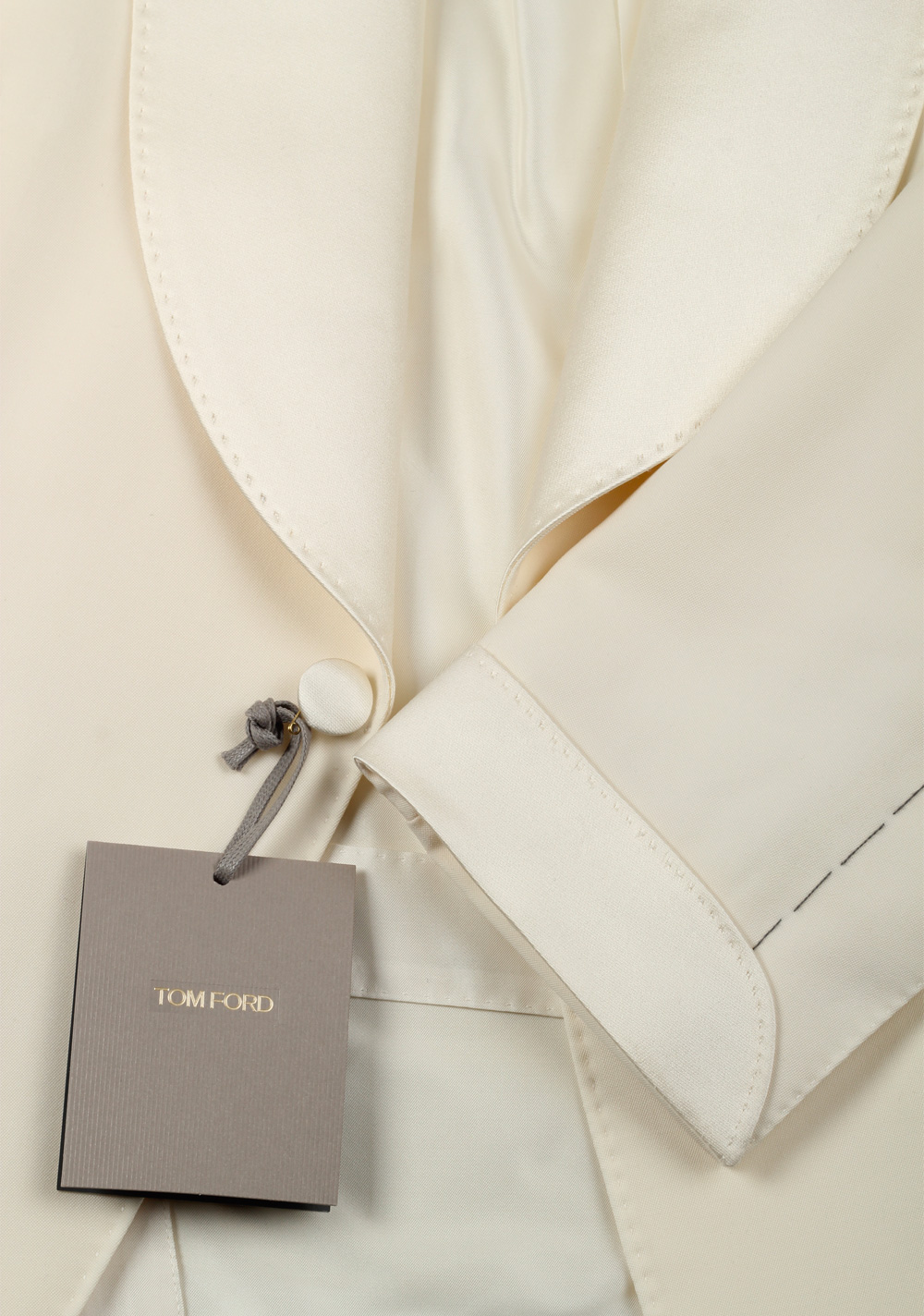 TOM FORD Shelton Ivory Sport Coat Tuxedo Dinner Jacket Size 56 / 46R U.S. | Costume Limité