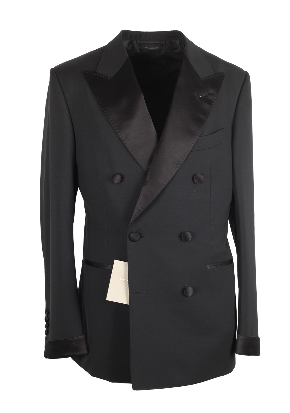 TOM FORD Shelton Double Breasted Black Tuxedo Suit Size 48 / 38R U.S. | Costume Limité